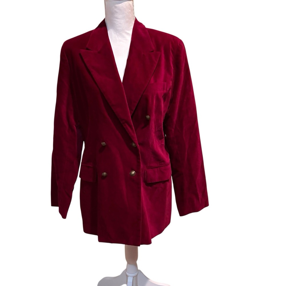 Vintage Cambridge Dry Goods Burgundy Velvet Blazer Jacket Women's Size 8